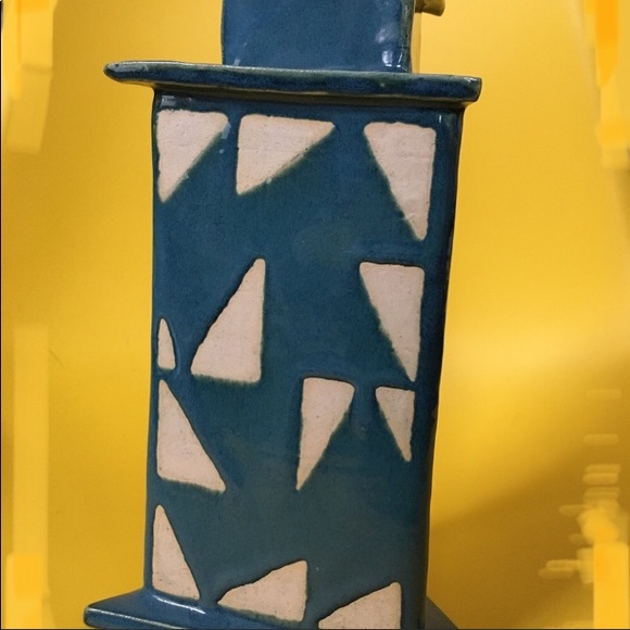 OREGON ART pottery vase signed McMillan ‘04 Portland Artist geometric triangle - Picture 7 of 7